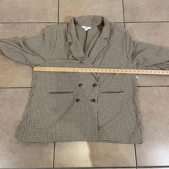 Old Navy Blazer Double Breasted Houndstooth Brown Multi Academia Work Sz 2X NEW - Picture 6 of 7